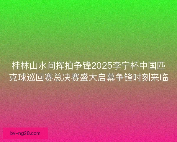 桂林山水间挥拍争锋2025李宁杯中国匹克球巡回赛总决赛盛大启幕争锋时刻来临 桂林山水间挥拍争锋2025李宁杯中国匹克球巡回赛总决赛盛大启幕争锋时刻来临