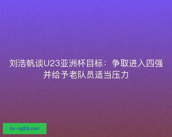 刘浩帆谈U23亚洲杯目标：争取进入四强并给予老队员适当压力
